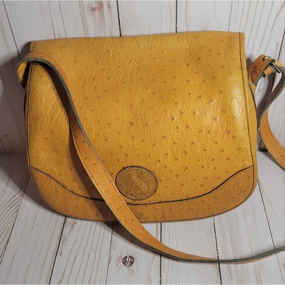 Francois Marot Paris Ostrich Leather Classic Flap Bag crossbody Vintage